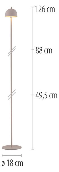 Schöner Wohnen Lampada LED da pavimento ricaricabile Bellis, color sabbia, IP54 dimmerabile, Crema / Ambra, Soggiorno / Sala da pranzo, Metallo, Scandinavo