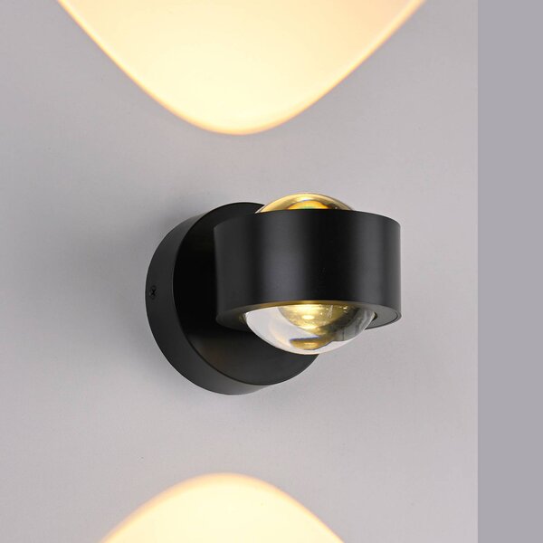 Schöner Wohnen Applique da parete a LED Chia, Nero, Soggiorno / Sala da pranzo, Plastica, Moderno, Applique a LED