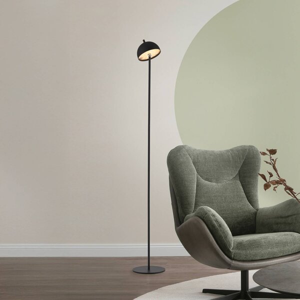 Schöner Wohnen Lampada LED da pavimento ricaricabile Bellis, nera, IP54 dimmerabile, Nero, Soggiorno / Sala da pranzo, Metallo, Scandinavo