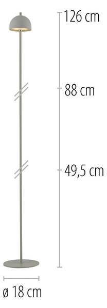 Schöner Wohnen Lampada LED da pavimento ricaricabile Bellis, Risveglio dimmerabile, Verde, Soggiorno / Sala da pranzo, Metallo, Scandinavo