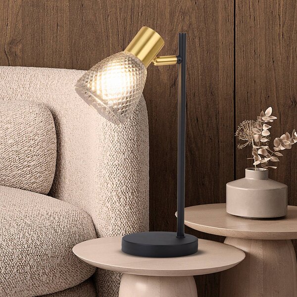 Näve Lampada da tavolo Lindita, Alluminio / Grigio / Zincato, Soggiorno / Sala da pranzo, Vetro, Lampada da tavolo
