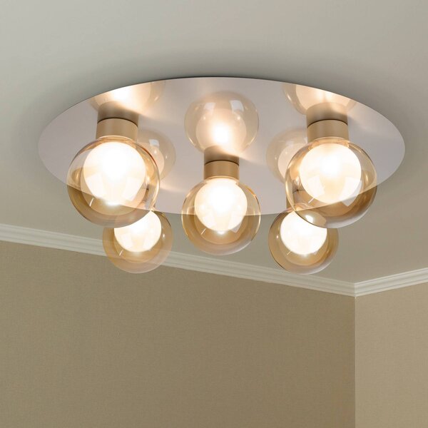 Näve Plafoniera soffitto Donika, dimmerabile, Crema / Ambra, Soggiorno / Sala da pranzo, Vetro, Plafoniera