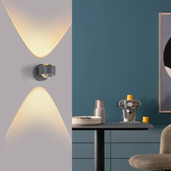 Schöner Wohnen Applique da parete a LED Chia, Alluminio / Grigio / Zincato, Soggiorno / Sala da pranzo, Plastica, Moderno, Applique a LED