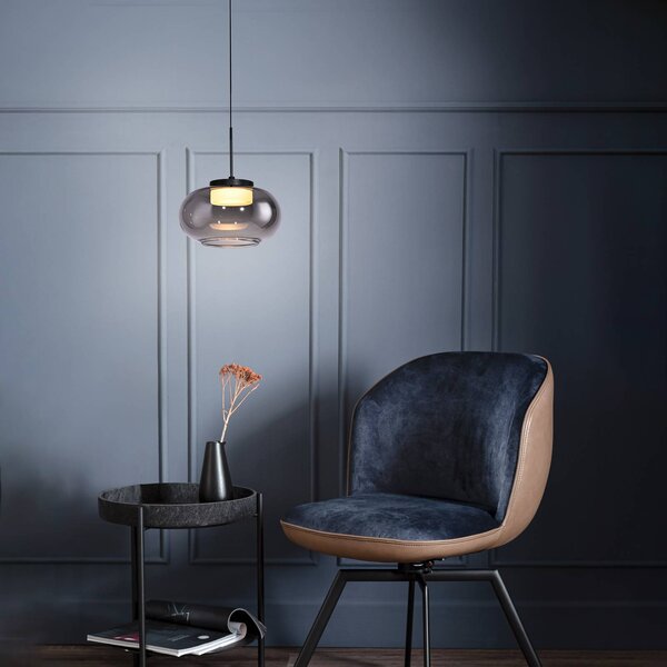 Schöner Wohnen Lampada a sospensione in vetro Sia, dimmerabile, Alluminio / Grigio / Zincato, Soggiorno / Sala da pranzo, Vetro, Moderno, Lampada a sospensione