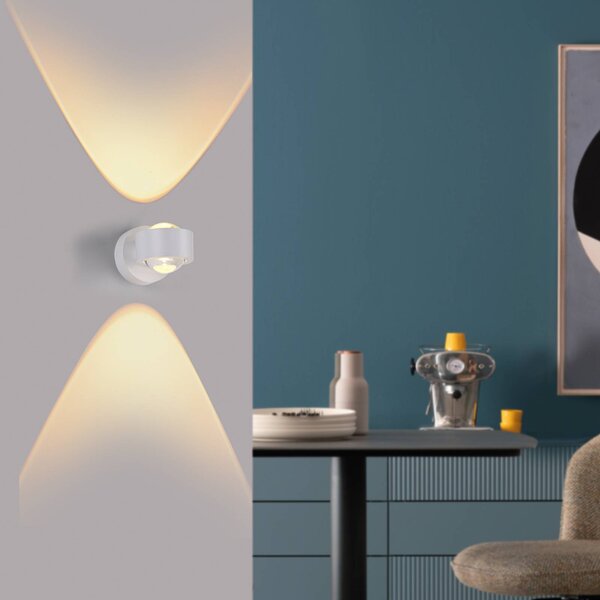 Schöner Wohnen Applique da parete a LED Chia, Bianco / Opale, Soggiorno / Sala da pranzo, Plastica, Moderno, Applique a LED