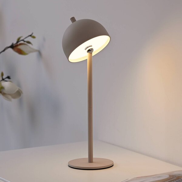 Schöner Wohnen lampada LED da tavolo a ricarica Bellies, Sandbrise, IP54 dimmerabile, Crema / Ambra, Soggiorno / Sala da pranzo, Metallo, Scandinavo