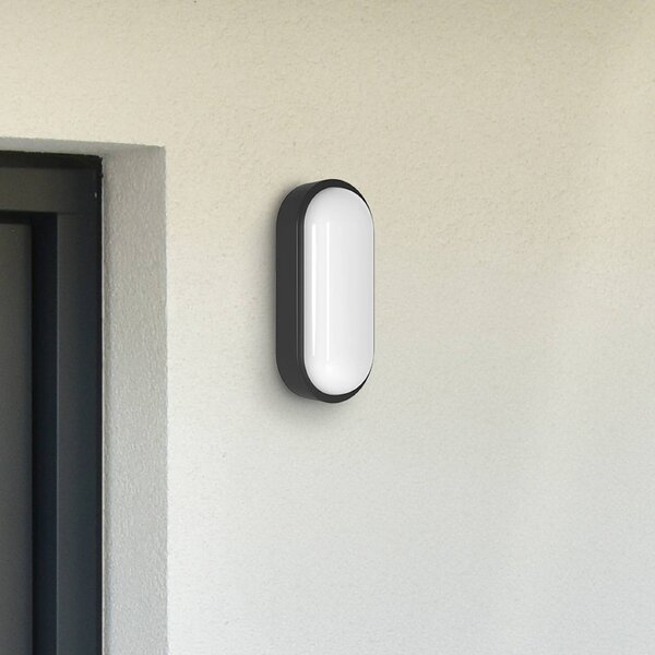 MEGATRON applique da esterni LED Zella Neo XL Sensore nero IP54 Sensor, dimmerabile, Nero, Corridoio, Plastica