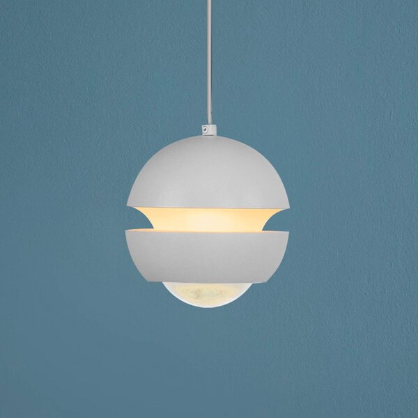 Schöner Wohnen Lampada a sospensione in vetro Lini, Bianco / Opale, Soggiorno / Sala da pranzo, Metallo, Moderno, Lampada a sospensione