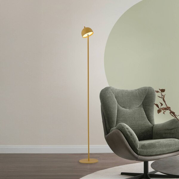 Schöner Wohnen Lampada LED da pavimento ricaricabile Bellis, incanto floreale dimmerabile, Giallo / Arancione, Soggiorno / Sala da pranzo, Metallo, Scandinavo