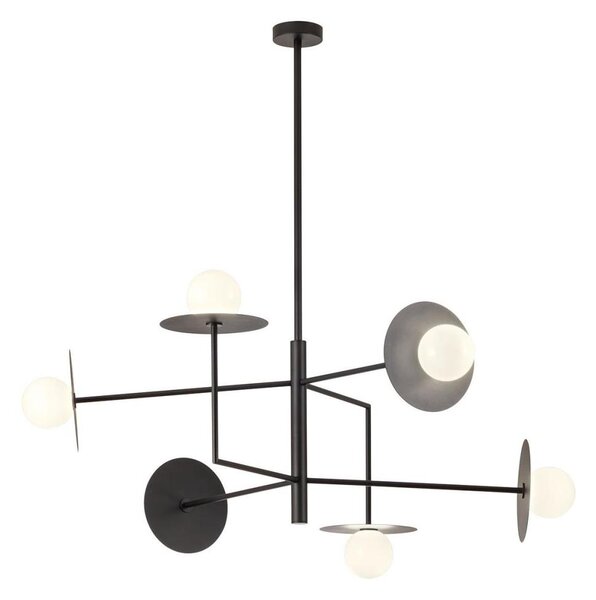 Redo 01-2734 - Lampadario a sospensione con supporto rigido PLATO 6xG9/10W/230V nero