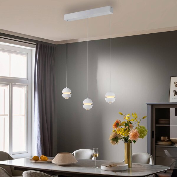 Schöner Wohnen Lampada a sospensione in vetro Lini, dimmerabile, Bianco / Opale, Soggiorno / Sala da pranzo, Metallo, Moderno, Lampada a sospensione