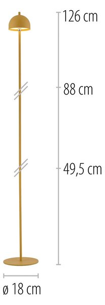 Schöner Wohnen Lampada LED da pavimento ricaricabile Bellis, incanto floreale dimmerabile, Giallo / Arancione, Soggiorno / Sala da pranzo, Metallo, Scandinavo