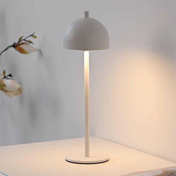 Schöner Wohnen Lampada LED da tavolo ricaricabile Bellies, bianca, IP54 dimmerabile, Bianco / Opale, Soggiorno / Sala da pranzo, Metallo, Scandinavo