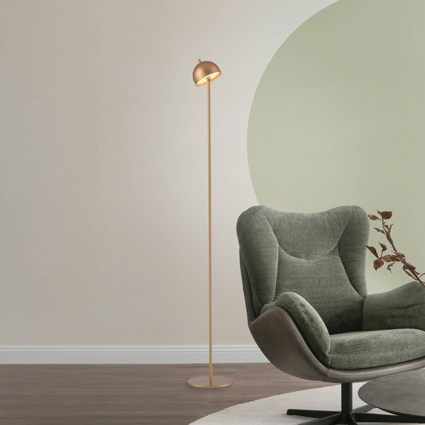 Schöner Wohnen Lampada LED da pavimento ricaricabile Bellis, color oro, IP54 dimmerabile, Ottone / Oro, Soggiorno / Sala da pranzo, Metallo, Scandinavo