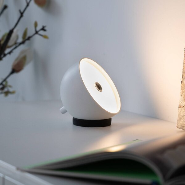 Schöner Wohnen Lampada LED da tavolo ricaricabile Bellies, bianca, IP54 dimmerabile, Bianco / Opale, Soggiorno / Sala da pranzo, Metallo, Scandinavo