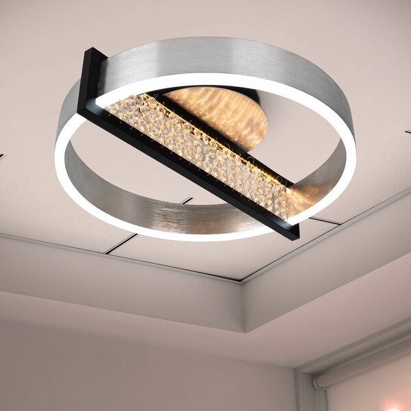 Näve Plafoniera a LED Yvaris, dimmerabile, Alluminio / Grigio / Zincato, Soggiorno / Sala da pranzo, Metallo, Moderno, Plafoniera LED