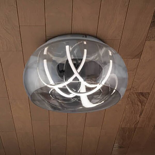 Näve Plafoniera a LED Malou, dimmerabile, Alluminio / Grigio / Zincato, Soggiorno / Sala da pranzo, Vetro, Plafoniera LED