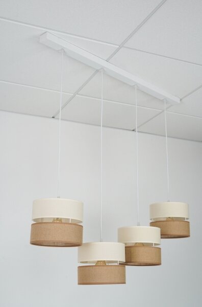 Brilagi - Lampadario a sospensione con filo ROYAL YUTE 4xE27/15W/230V beige/color crema/bianco