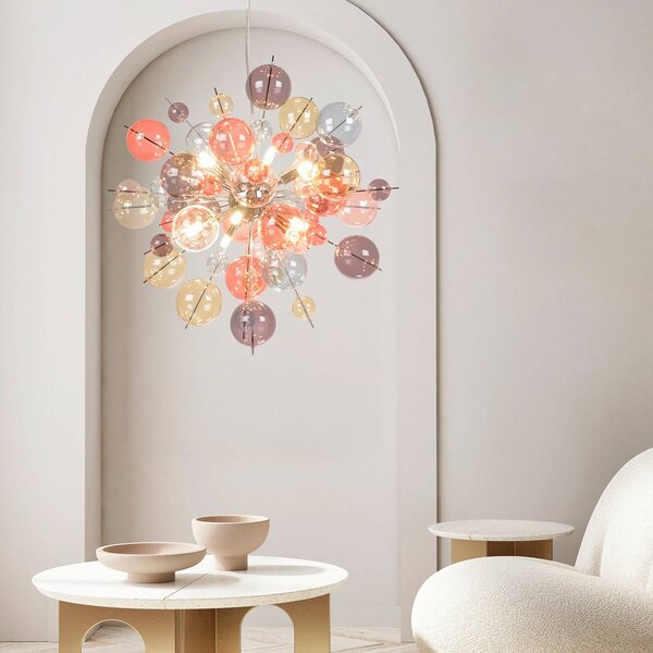 Näve Lampada a sospensione in vetro Explosion, dimmerabile, Multicolore, Soggiorno / Sala da pranzo, Vetro, Lampada a sospensione