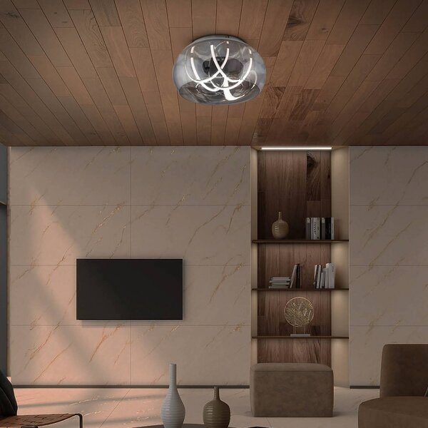 Näve Plafoniera a LED Malou, dimmerabile, Alluminio / Grigio / Zincato, Soggiorno / Sala da pranzo, Vetro, Plafoniera LED