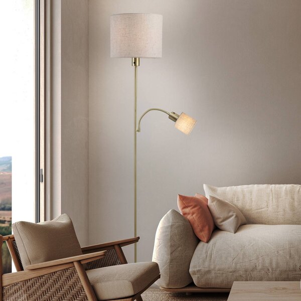 Näve Lampada da terra Filomena, Crema / Ambra, Soggiorno / Sala da pranzo, Metallo, Lampada da terra