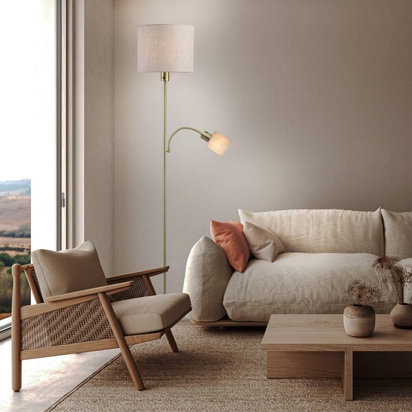Näve Lampada da terra Filomena, Crema / Ambra, Soggiorno / Sala da pranzo, Metallo, Lampada da terra