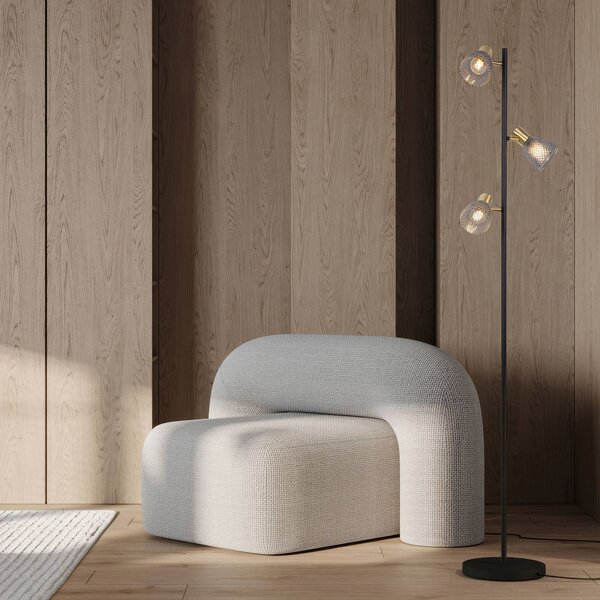 Näve Lampada da terra Lindita, Alluminio / Grigio / Zincato, Soggiorno / Sala da pranzo, Vetro, Lampada da terra