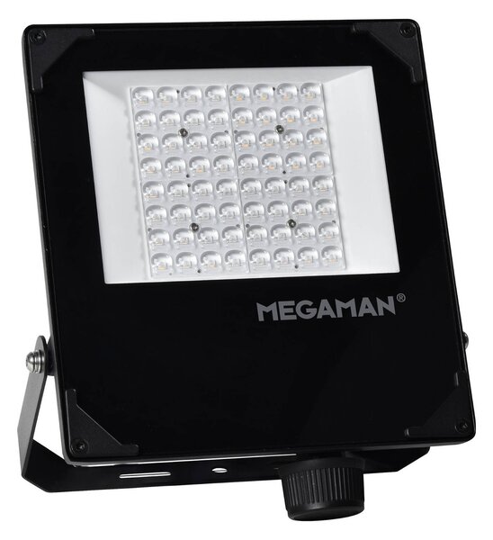 MEGAMAN Faretto da esterno a LED Hugo, 50 W, 3000 K, IP66 Hugo, Nero, Alluminio, Lampada LED da esterni