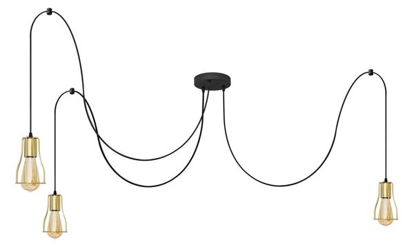 Lampadario a sospensione con filo TUBE 3xE27/10W/230V ragno nero/oro