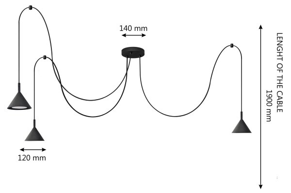 Lampadario a sospensione con filo ETNA 3xGX53/10W/230V ragno nero