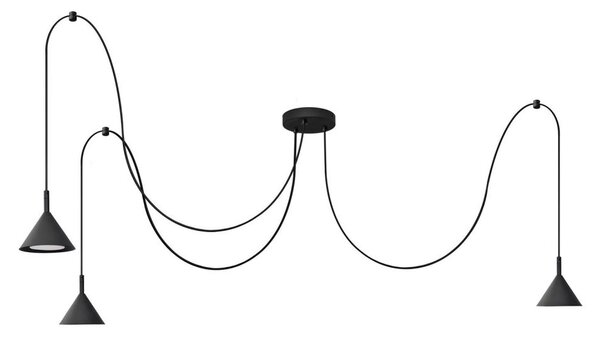 Lampadario a sospensione con filo ETNA LONG 3xGX53/10W/230V ragno nero