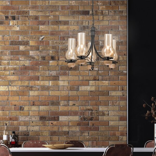 Brilagi - LED Lampadario a sospensione con catena COTTAGE 5xE14/40W/230V faggio/marrone
