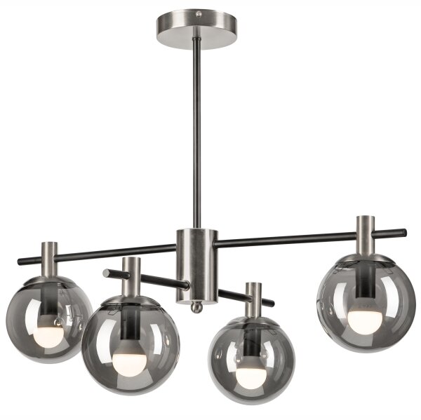 Lampadario a sospensione con supporto rigido LILOU 4xE14/5W/230V cromo opaco/fumé