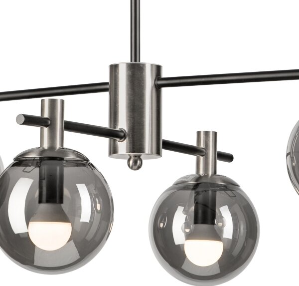 Lampadario a sospensione con supporto rigido LILOU 4xE14/5W/230V cromo opaco/fumé