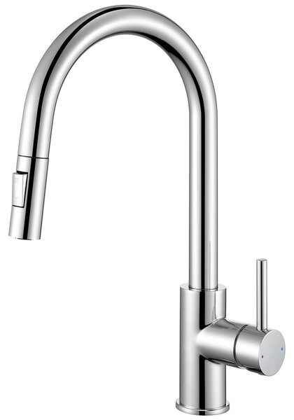 Miscelatore da cucina – Miscelatore da cucina estraibile – Acciaio inossidabile 304 – Acqua calda e fredda – Due tipi di getto – Comando monoleva – Orientabile – Cromato