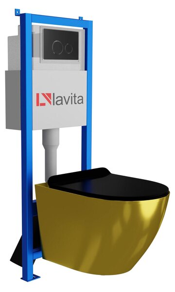 Set WC SOFI SLIM GOLD/BLACK, modello LAV 101 LAV 200.4.4, senza anello di scarico, colore nero