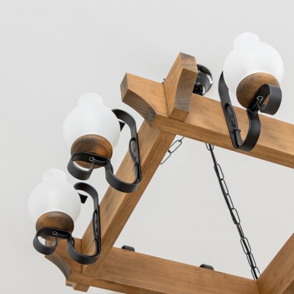 Brilagi - Lampadario a sospensione con catena QUEEN 8xE14/40W/230V faggio