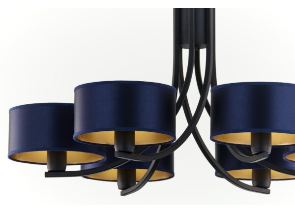Jupiter 2102 - Lampadario a catena ARTHUR 6xE27/15W/230V blu/nero
