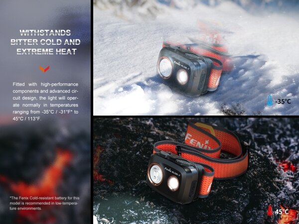 Fenix HL32RTBLCK - Lampada frontale LED ricaricabile LED/USB IP66 800 lucente 300 h nero/arancione