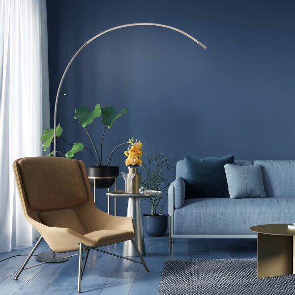Brilliant - Lampada da terra touch dimmerabile a LED BOW LED/14W/230V cromo