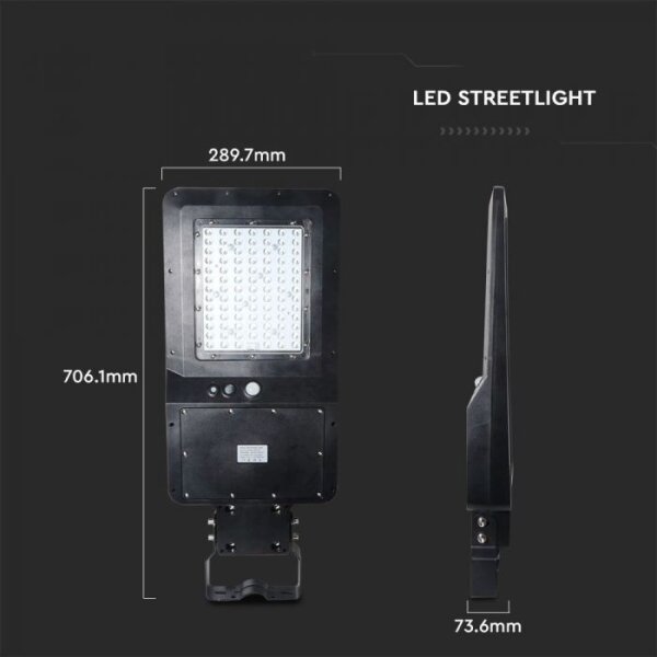Lampada stradale solare LED con sensore LED/40W/9,6V IP65 6000K + TC