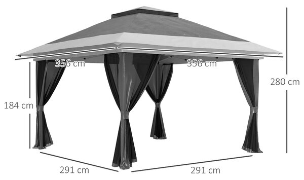 Outsunny Gazebo Pieghevole 3.6x3.6 m con Pareti, Altezza Regolabile e Protezione UPF50+, Borsa con Ruote, Grigio