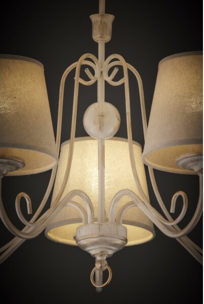 Jupiter 2186 - Lampadario a stelo ARKADA 5xE27/15W/230V beige/bianco/patina