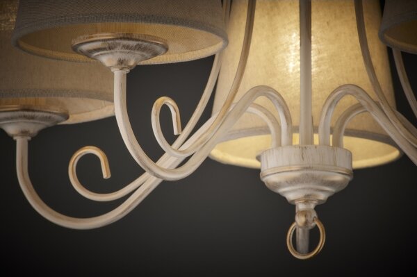 Jupiter 2186 - Lampadario a stelo ARKADA 5xE27/15W/230V beige/bianco/patina
