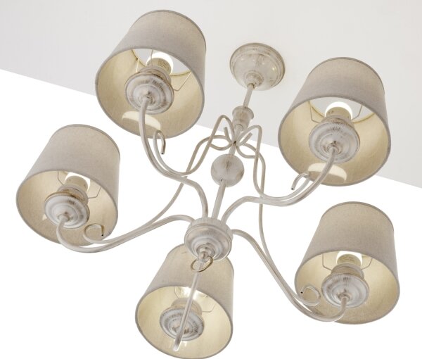 Jupiter 2186 - Lampadario a stelo ARKADA 5xE27/15W/230V beige/bianco/patina