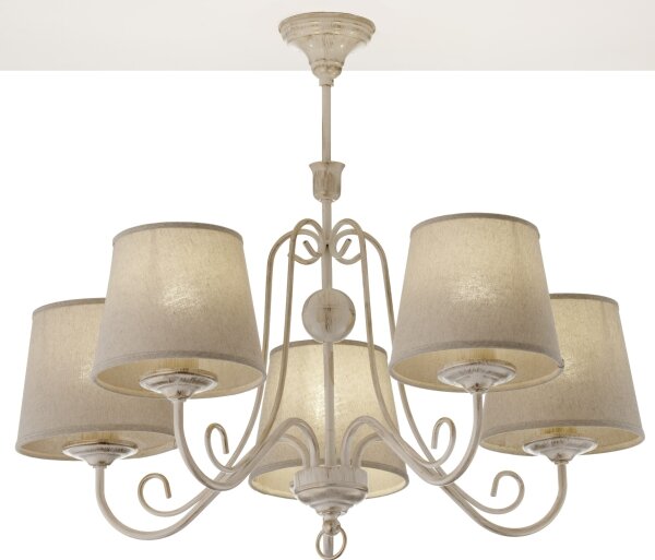 Jupiter 2186 - Lampadario a stelo ARKADA 5xE27/15W/230V beige/bianco/patina