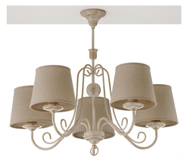 Jupiter 2186 - Lampadario a stelo ARKADA 5xE27/15W/230V beige/bianco/patina