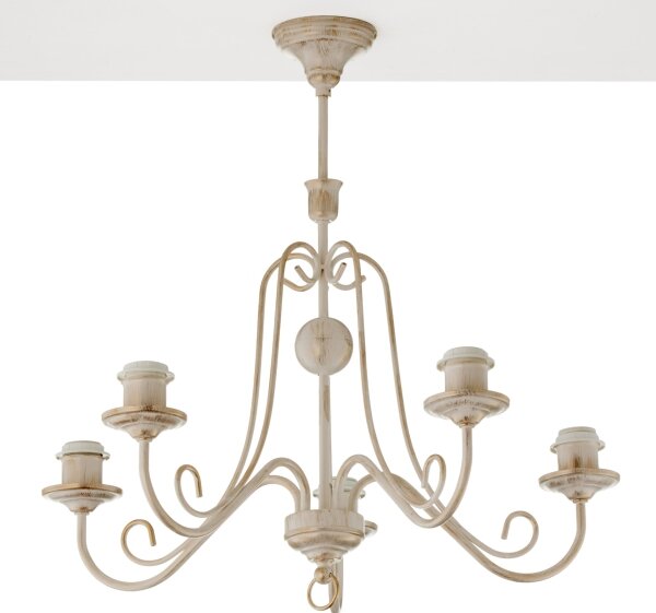 Jupiter 2186 - Lampadario a stelo ARKADA 5xE27/15W/230V beige/bianco/patina