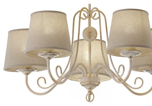 Jupiter 2186 - Lampadario a stelo ARKADA 5xE27/15W/230V beige/bianco/patina