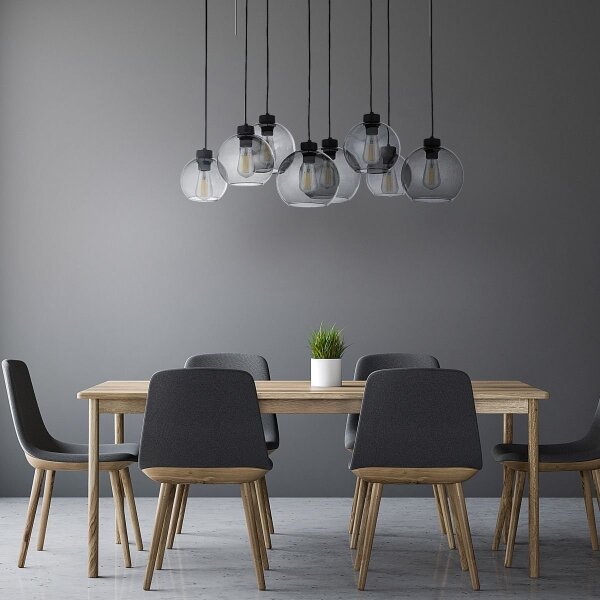 BRILAGI - Lampadario a cavo QUADRA 8xE27/60W/230V nero/grigio fumé